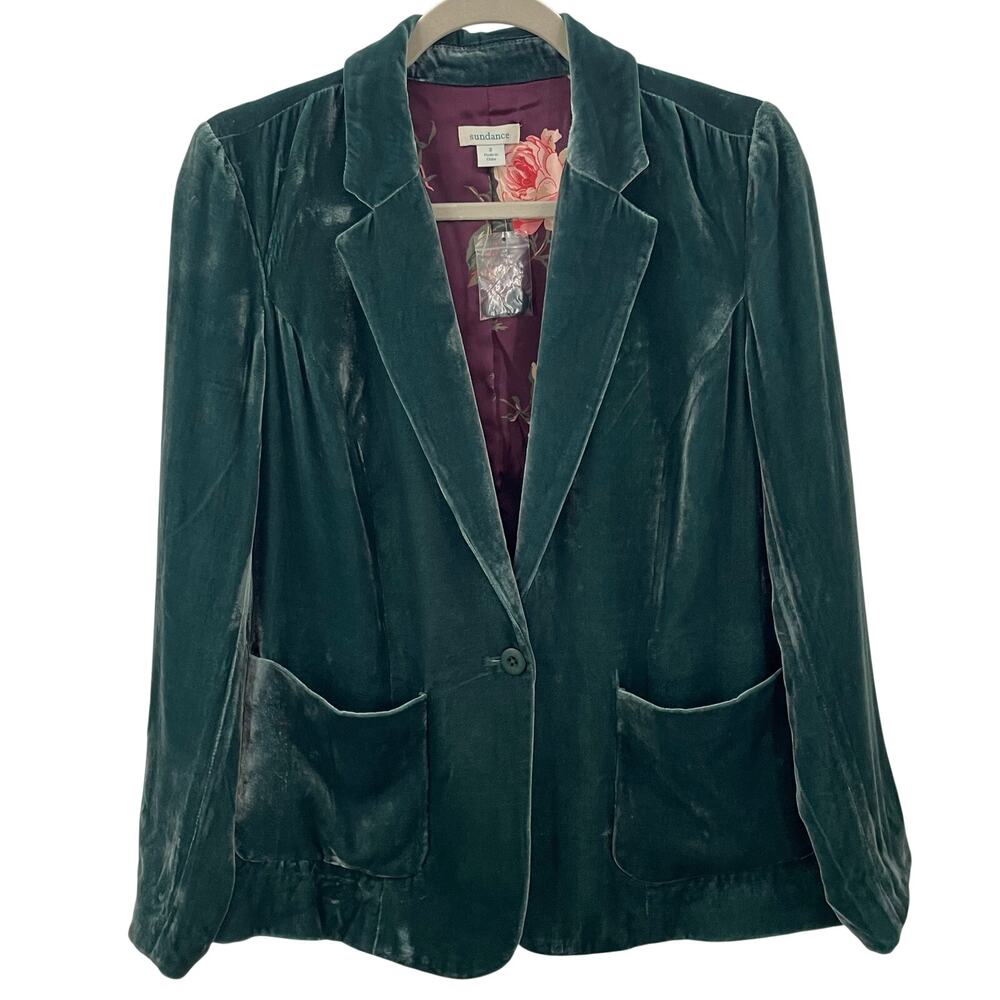 NWOT Sundance Beau Blazer Emerald Green Velvet 2 - Picture 2 of 7